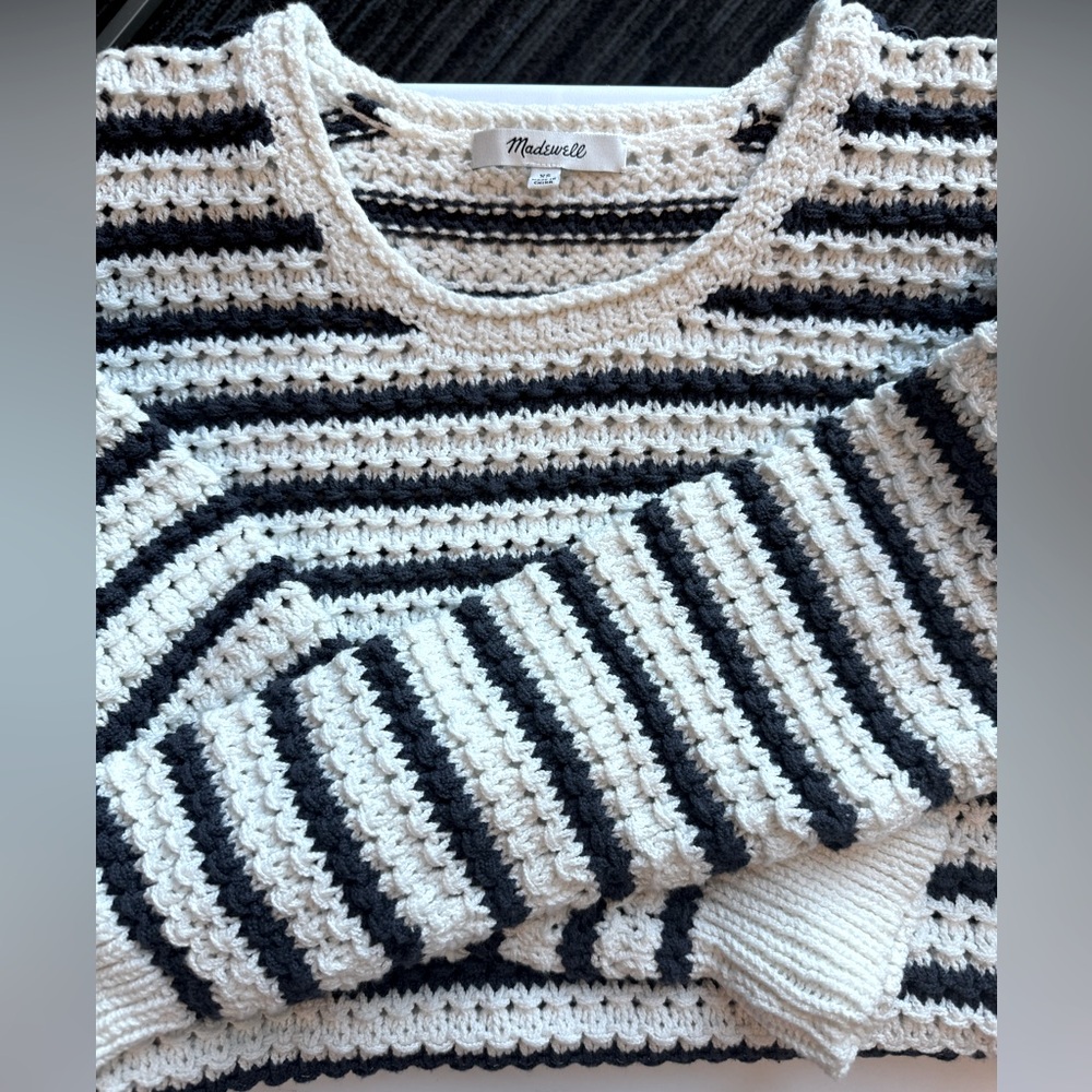 Madewell Navy Cotton Fisherman Sweater xs